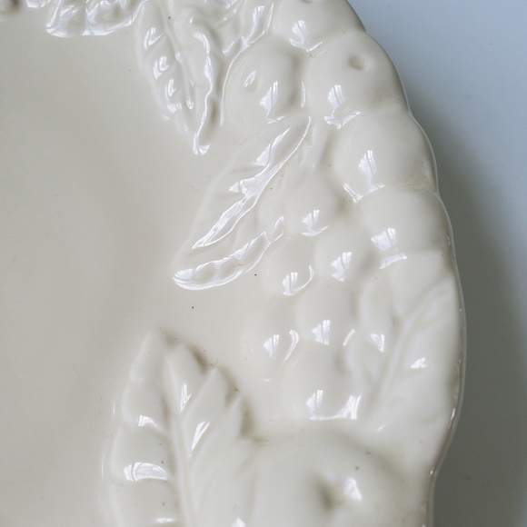 Claire Burke Pottery Raised Fruit Design Cream Bowl Serving Dish 10.25" - Picture 3 of 7